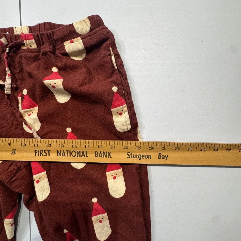 Hanna Andersson Family Match Pajama Pants Women XS Brown Santa Christmas Flannel